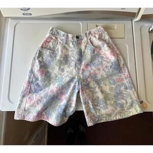 Vintage 90s ZENA Floral High Waisted Denim Jean Shorts USA 8 S Small Pastel